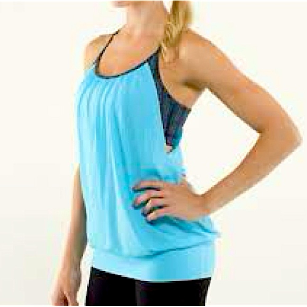 Blue Lululemon No Limits Tank with Built In Sports Bra Bra